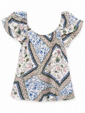 Lily White Off-Shoulder Floral Patchwork Top